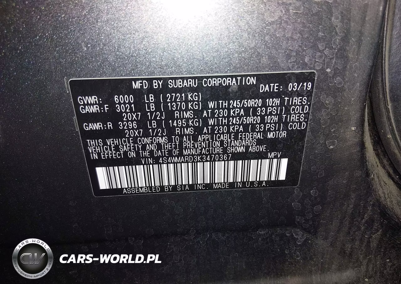 2019 Subaru Ascent Touring VIN:4S4WMARD3K3470367 - 9