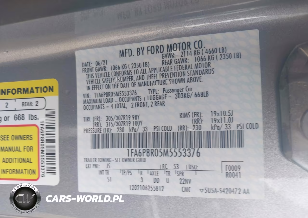 2021 Ford Mustang Mach 1 Fastback VIN:1FA6P8R05M5553376 - 9