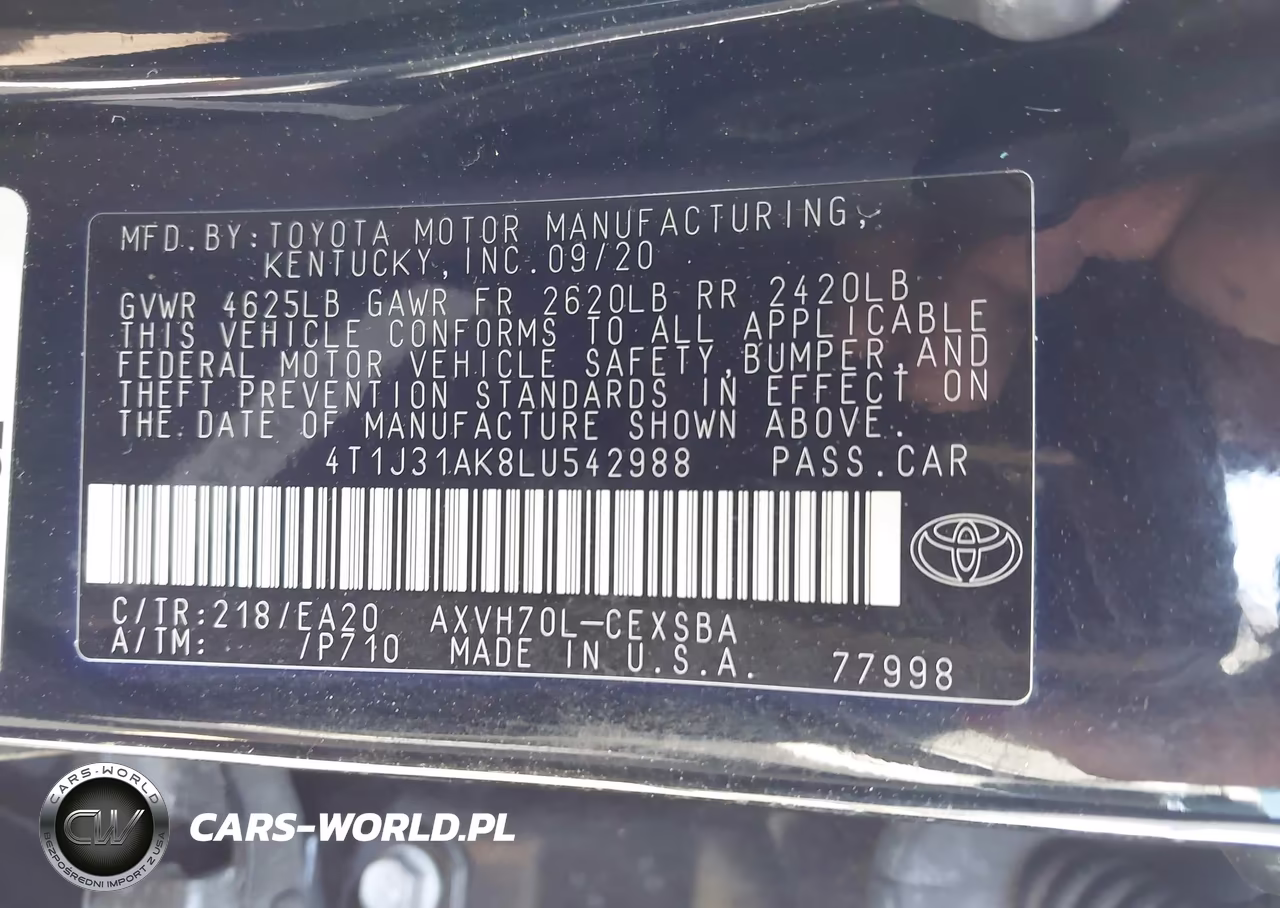 2020 Toyota Camry Se Hybrid VIN:4T1J31AK8LU542988 - 9