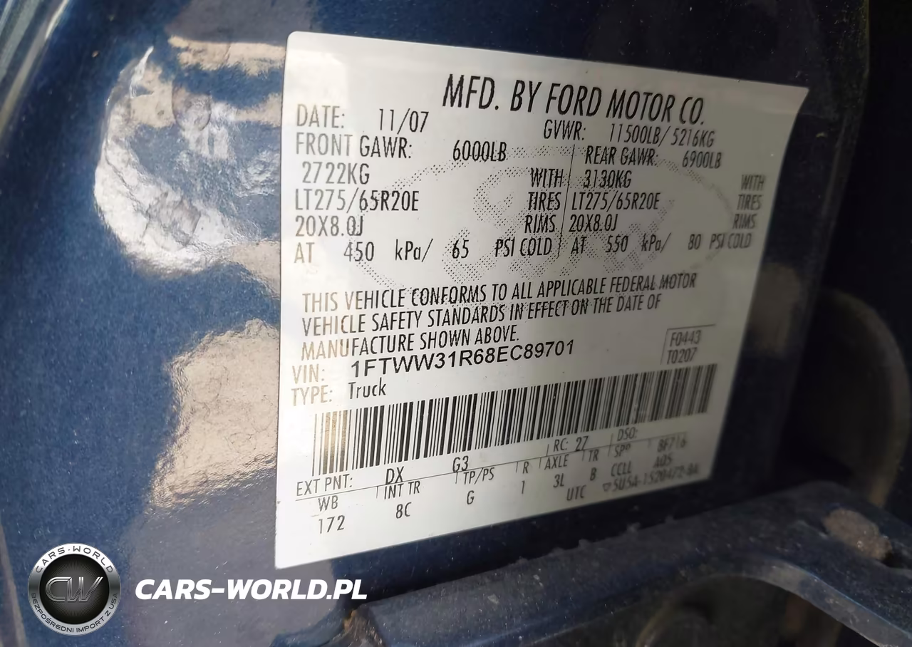 2008 Ford Super Duty F-350 Srw Lariat VIN:1FTWW31R68EC89701 - 9