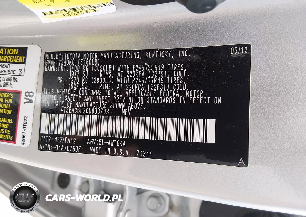 2012 Toyota Venza Le VIN:4T3BA3BB2CU033703 - 9