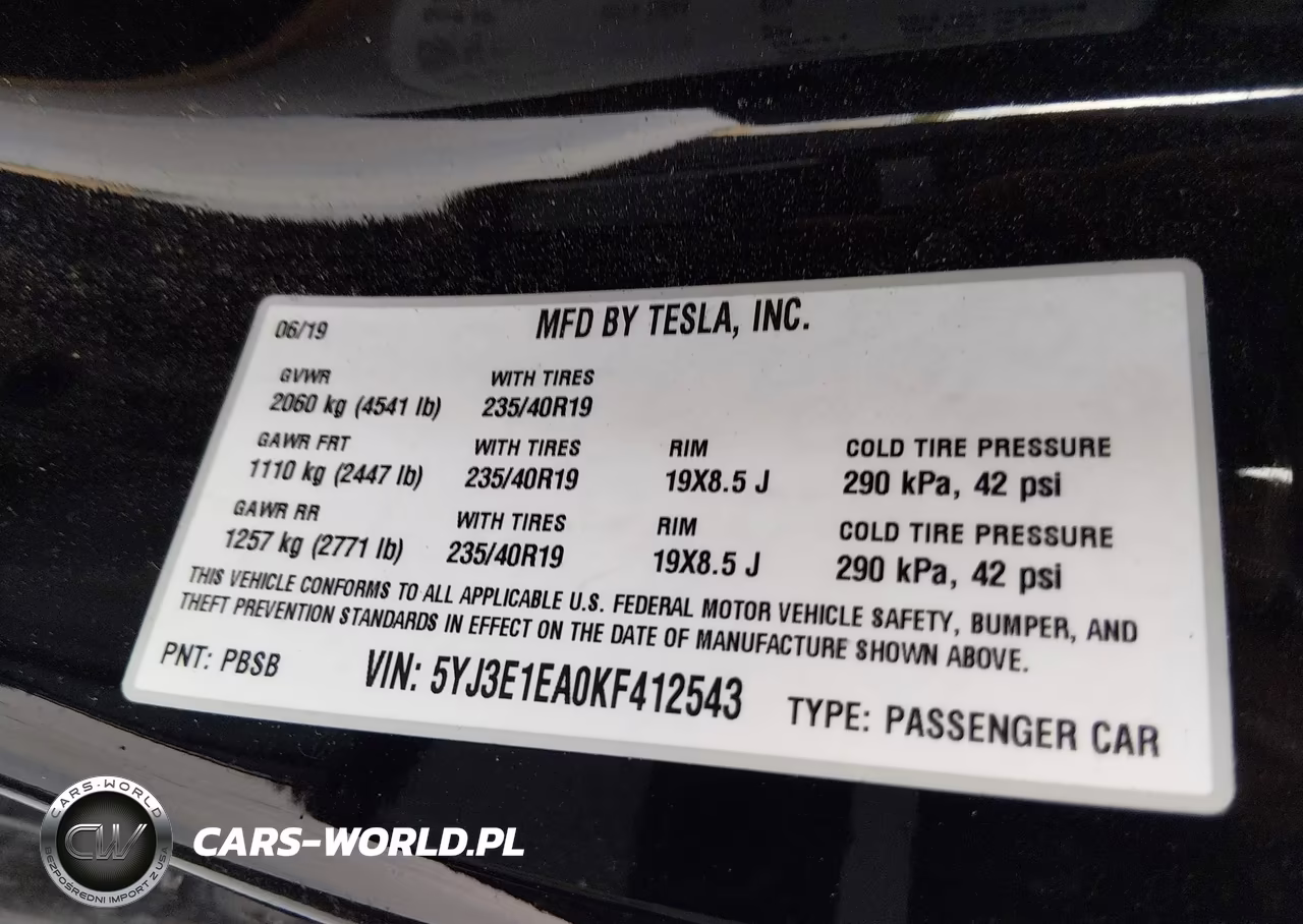 2019 Tesla Model 3 Long Range-Mid Range-Standard Range-Standard Range Plus VIN:5YJ3E1EA0KF412543 - 9