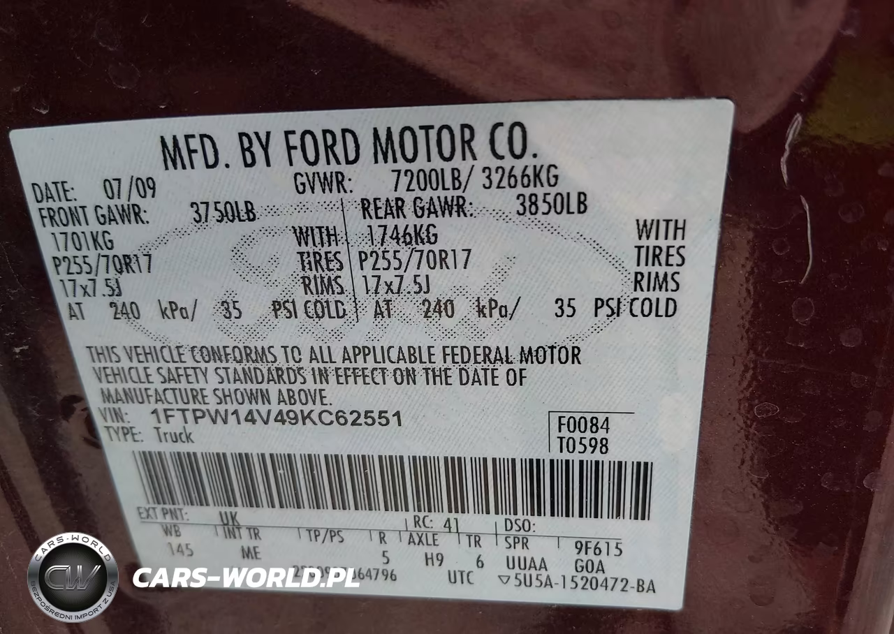 2009 Ford F-150 Fx4-King Ranch-Lariat-Platinum-Xl-Xlt VIN:1FTPW14V49KC62551 - 9