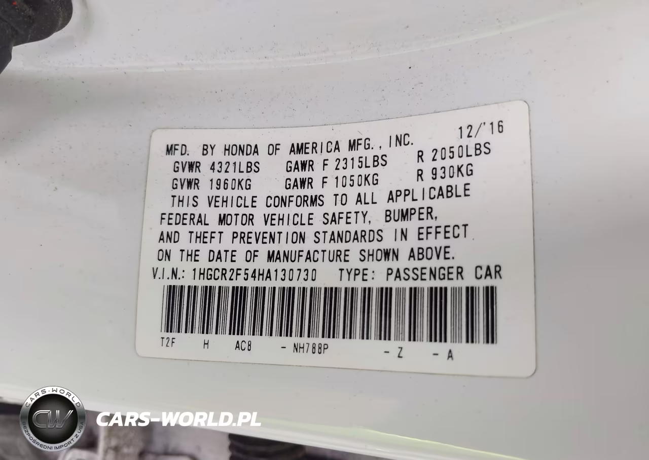 2017 Honda Accord Sport VIN:1HGCR2F54HA130730 - 9
