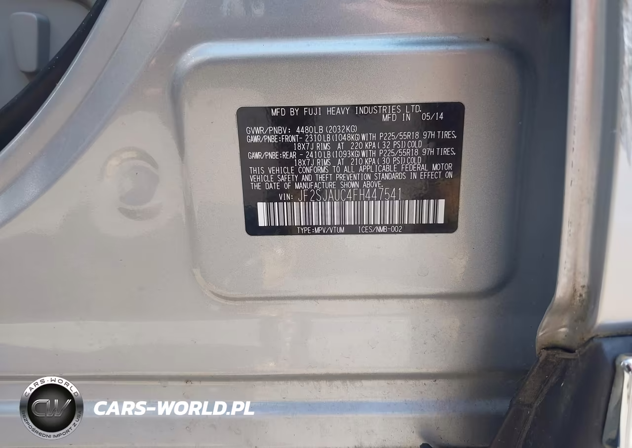 2015 Subaru Forester VIN:JF2SJAUC4FH447541 - 9