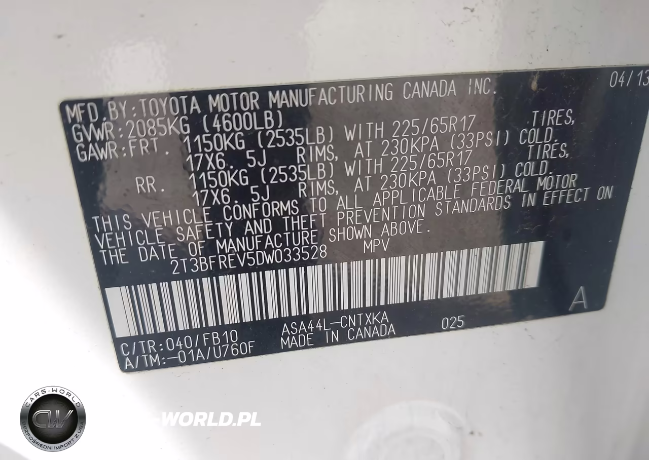 2013 Toyota Rav4 Le VIN:2T3BFREV5DW033528 - 9