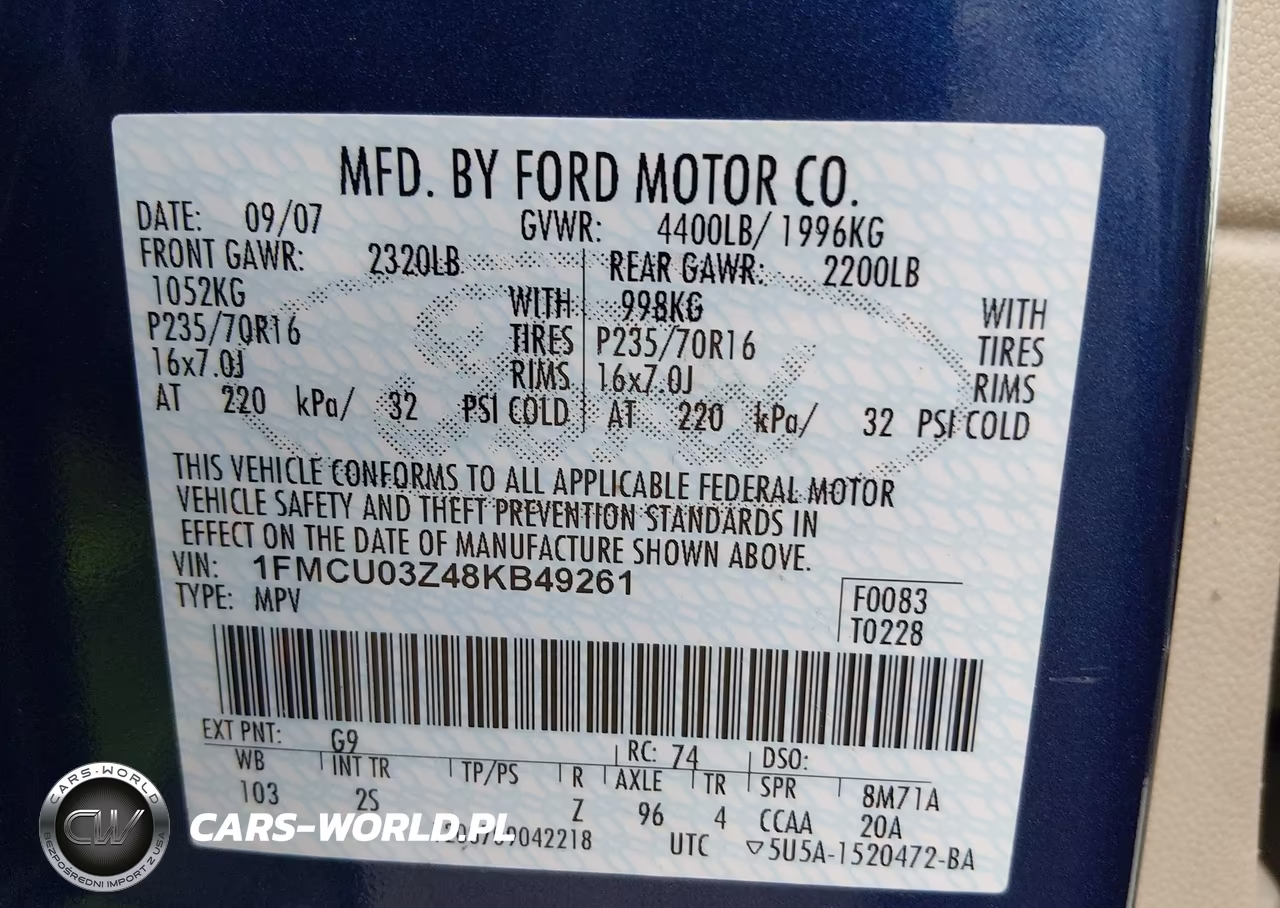 2008 Ford Escape Xlt VIN:1FMCU03Z48KB49261 - 9