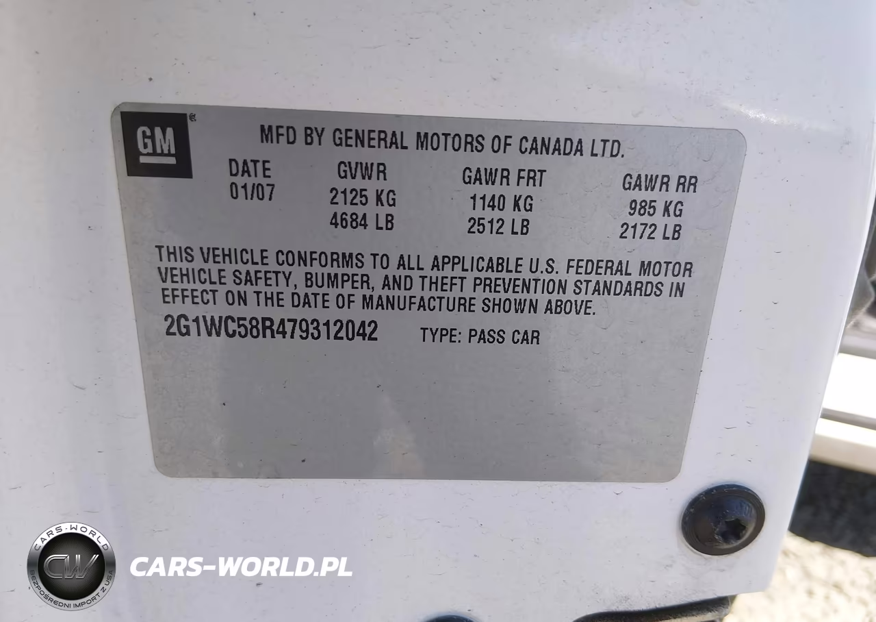 2007 Chevrolet Impala 3.9L Lt VIN:2G1WC58R479312042 - 9