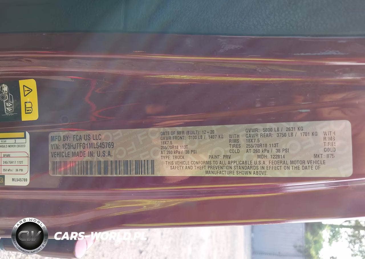 2021 Jeep Gladiator Overland 4X4 VIN:1C6HJTFG1ML545769 - 9