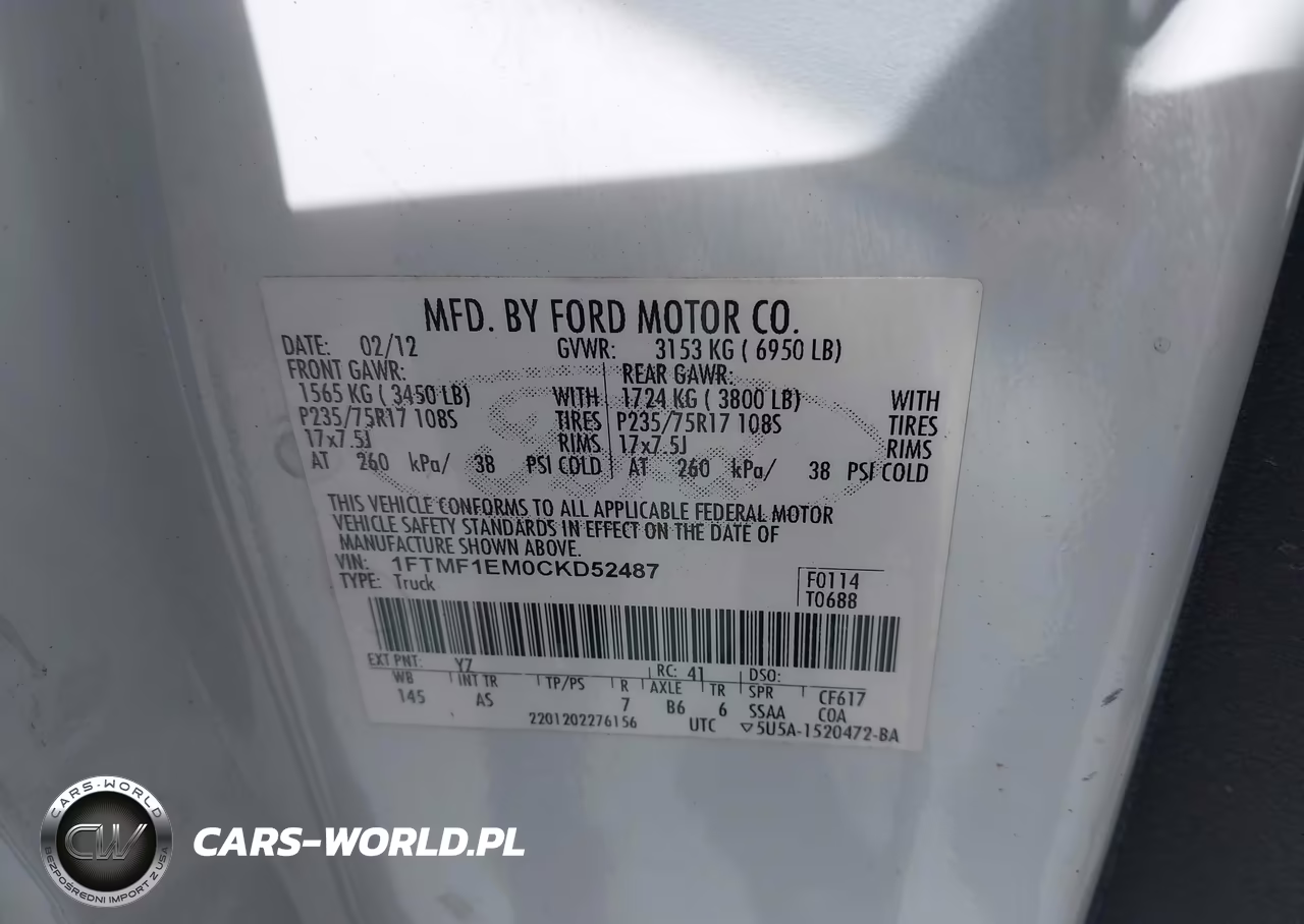 2012 Ford F-150 Xl VIN:1FTMF1EM0CKD52487 - 9