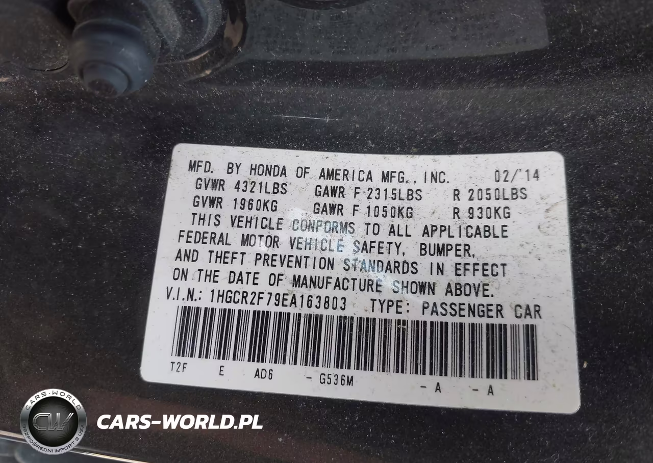 2014 Honda Accord Ex VIN:1HGCR2F79EA163803 - 9