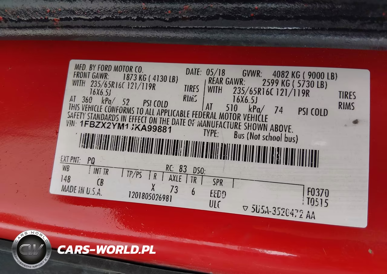2018 Ford Transit-350 Xl VIN:1FBZX2YM1JKA99881 - 9