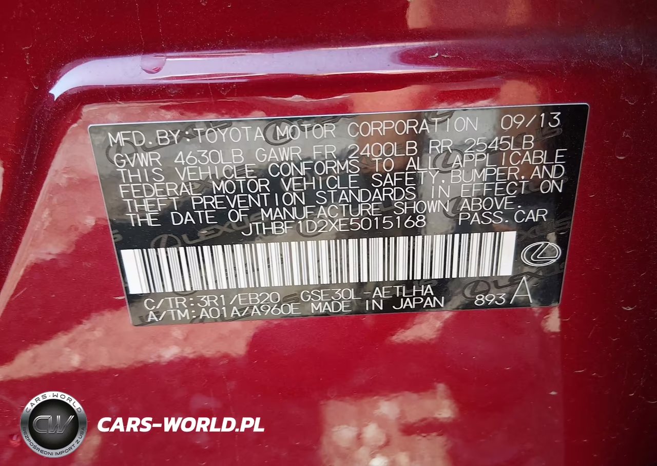 2014 Lexus Is 250 VIN:JTHBF1D2XE5015168 - 9