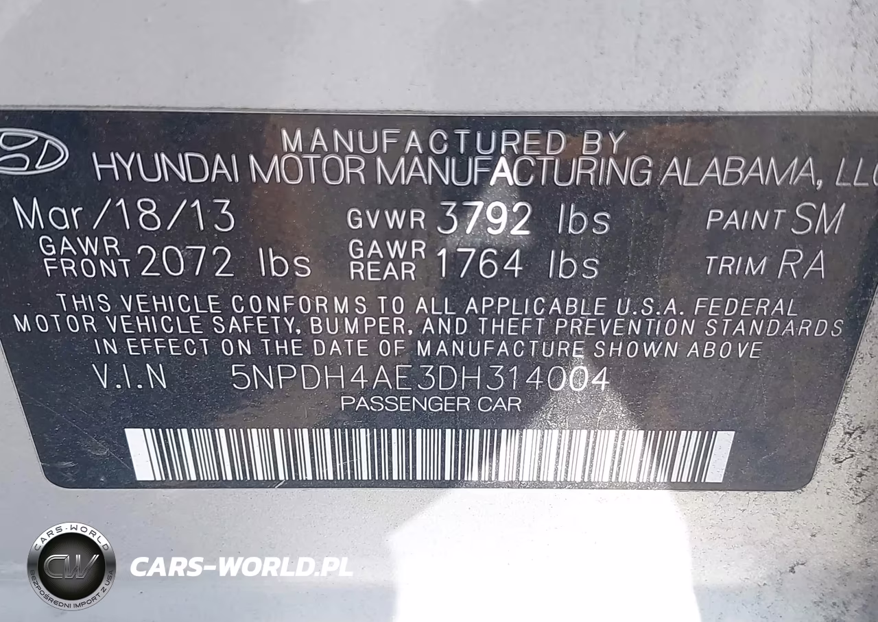 2013 Hyundai Elantra Gls VIN:5NPDH4AE3DH314004 - 9