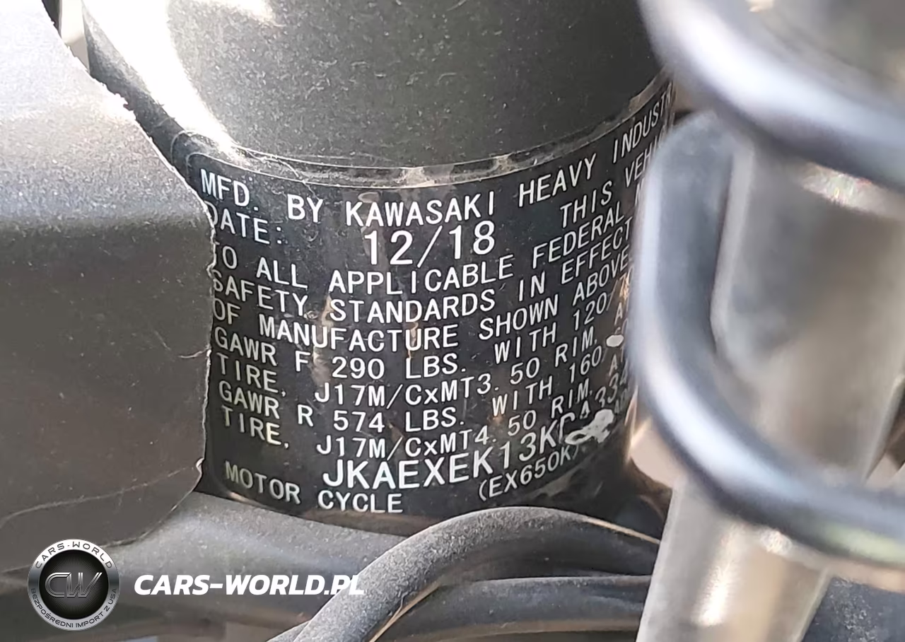 2019 Kawasaki Ex650 F VIN:JKAEXEK13KDA33443 - 10