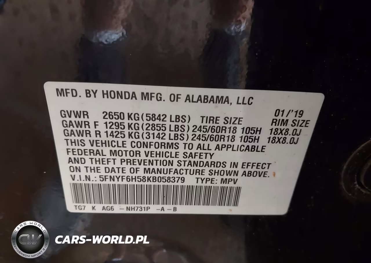 2019 Honda Pilot Ex-L VIN:5FNYF6H58KB058379 - 9