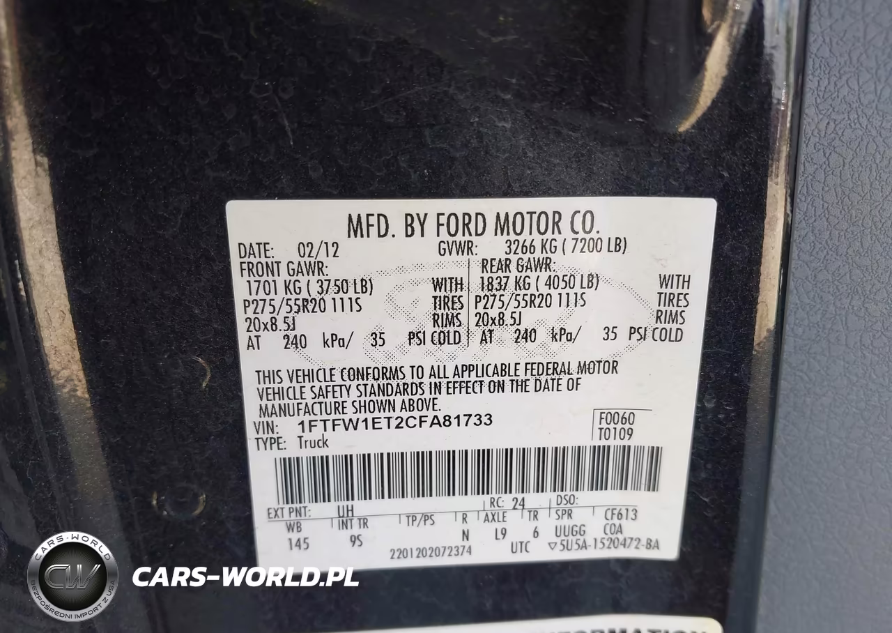 2012 Ford F-150 Platinum VIN:1FTFW1ET2CFA81733 - 9