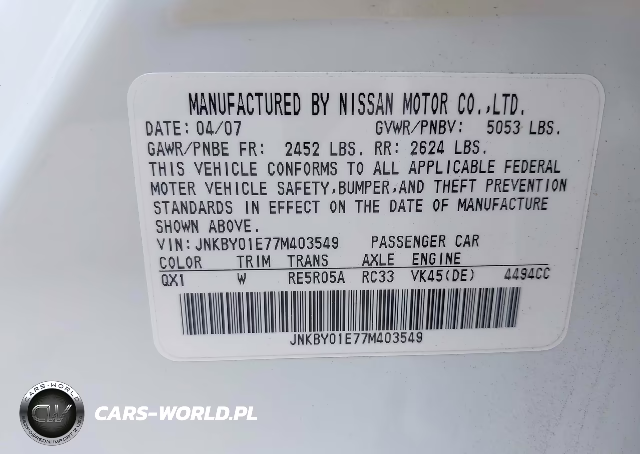 2007 Infiniti M45 Sport VIN:JNKBY01E77M403549 - 9