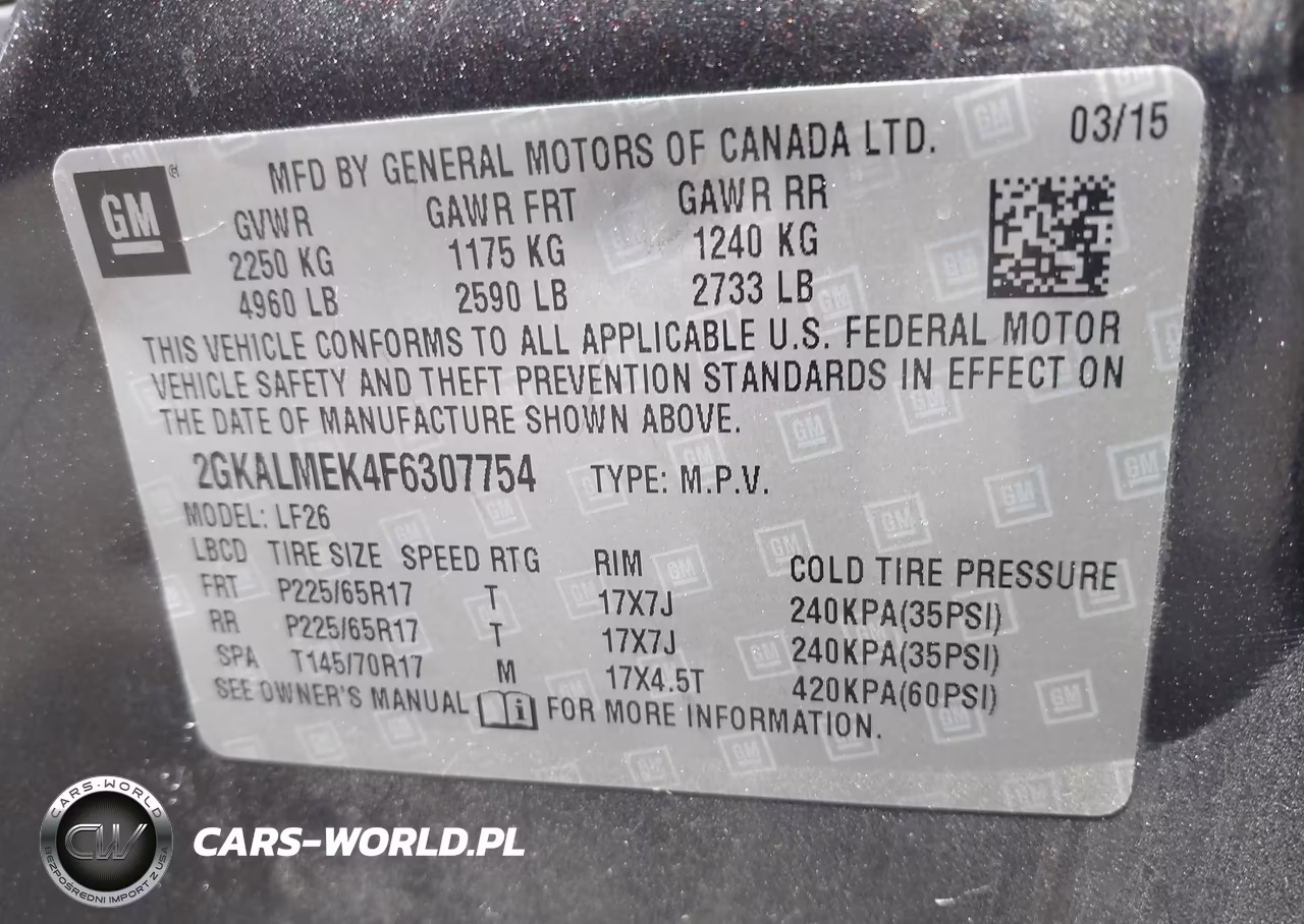 2015 GMC Terrain Sle-1 VIN:2GKALMEK4F6307754 - 9