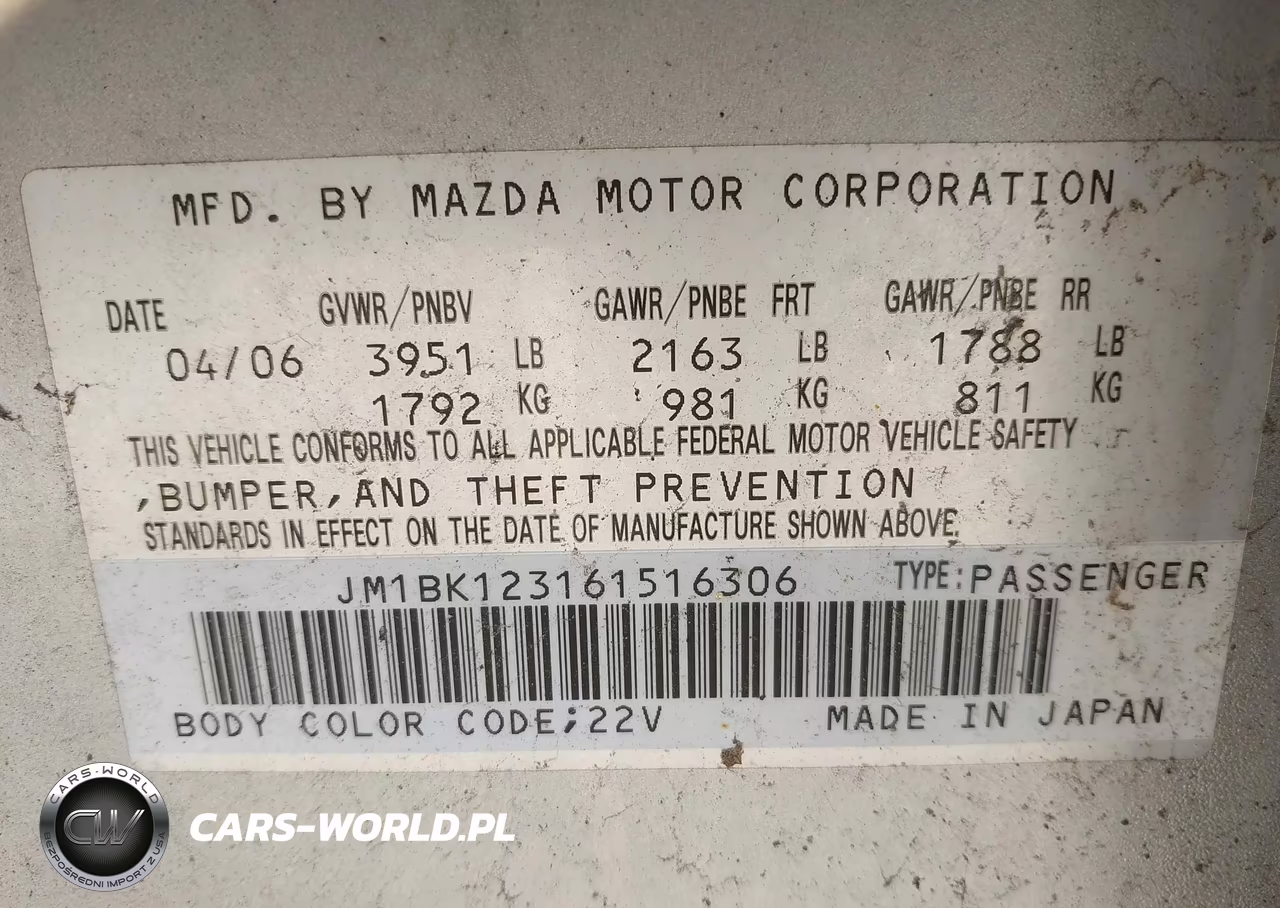 2006 Mazda Mazda3 S VIN:JM1BK123161516306 - 9