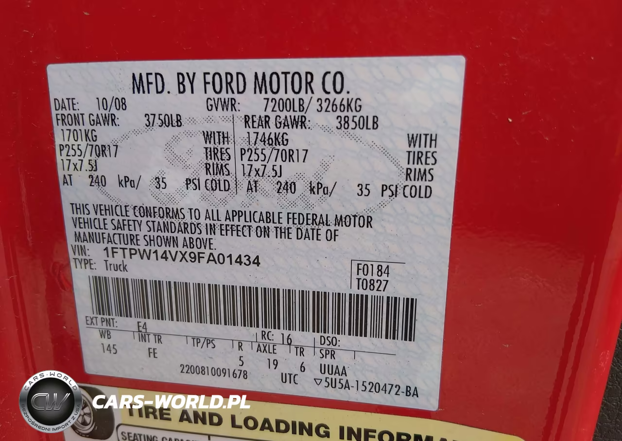 2009 Ford F-150 Fx4-King Ranch-Lariat-Platinum-Xl-Xlt VIN:1FTPW14VX9FA01434 - 9