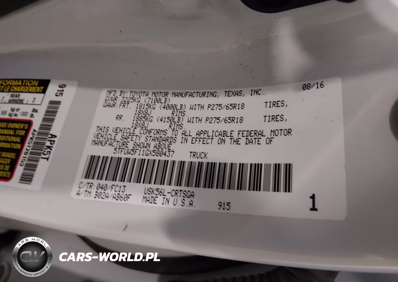2016 Toyota Tundra Sr5 5.7L V8 VIN:5TFUW5F11GX580437 - 9