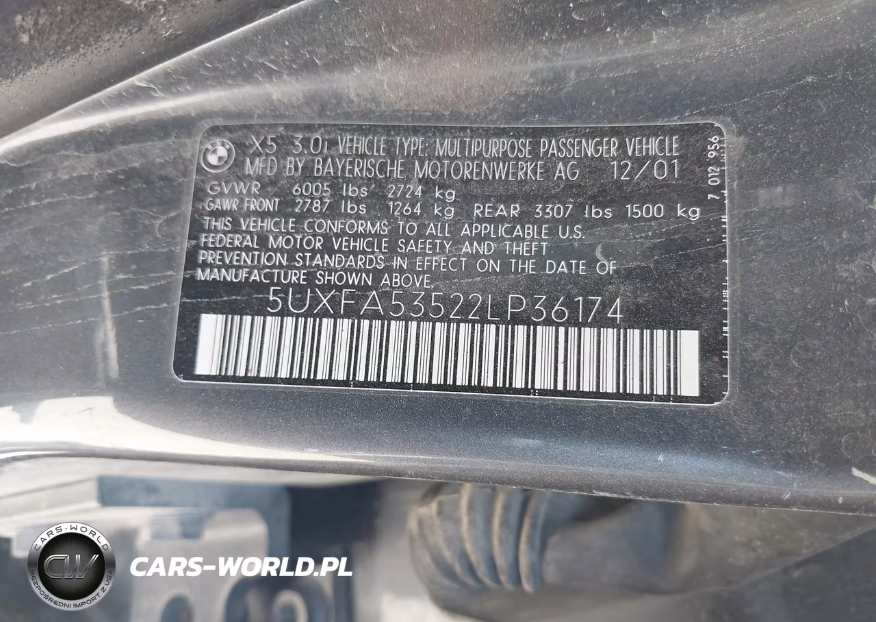 2002 BMW X5 3.0I VIN:5UXFA53522LP36174 - 9