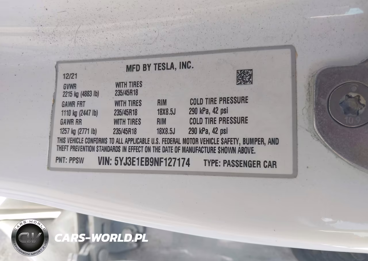 2022 Tesla Model 3 Long Range Dual Motor All-Wheel Drive VIN:5YJ3E1EB9NF127174 - 9