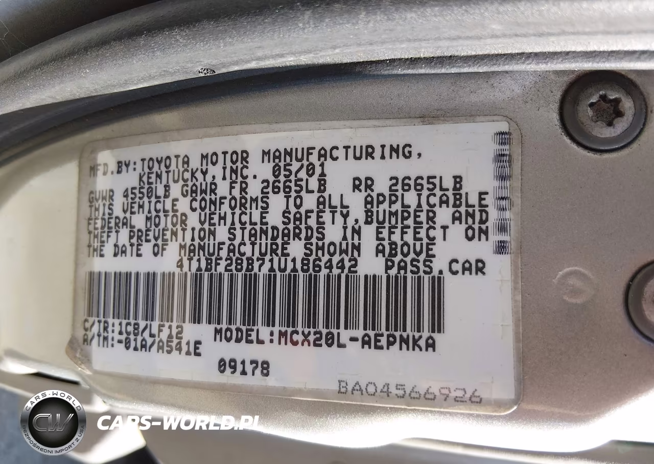 2001 Toyota Avalon Xl VIN:4T1BF28B71U186442 - 9