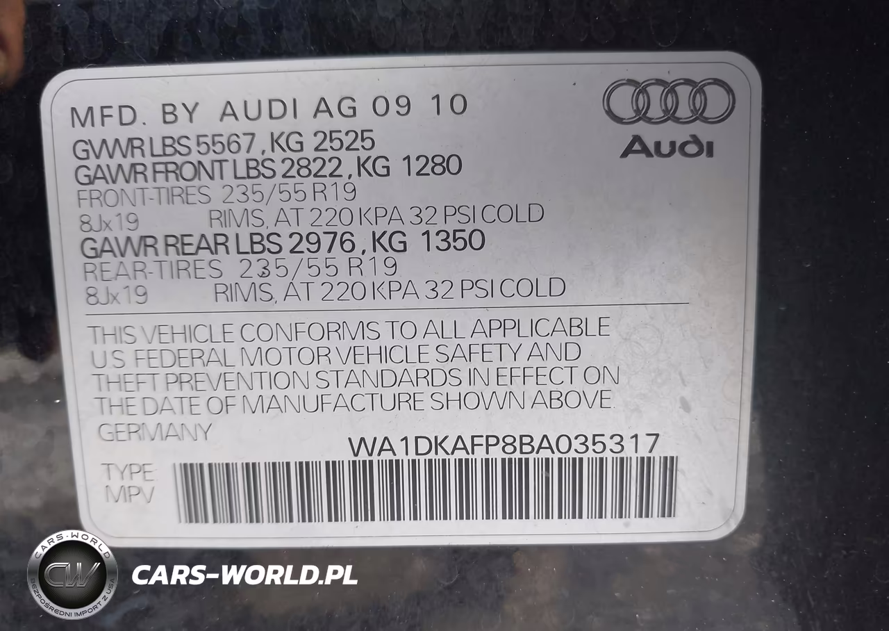 2011 Audi Q5 3.2 Premium Plus VIN:WA1DKAFP8BA035317 - 9