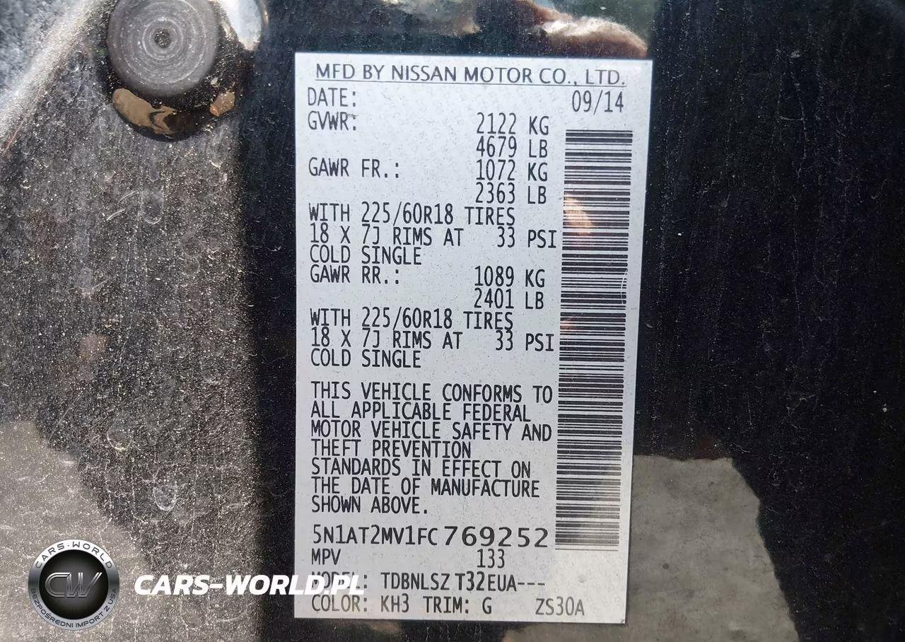 2015 Nissan Rogue Sl VIN:5N1AT2MV1FC769252 - 9