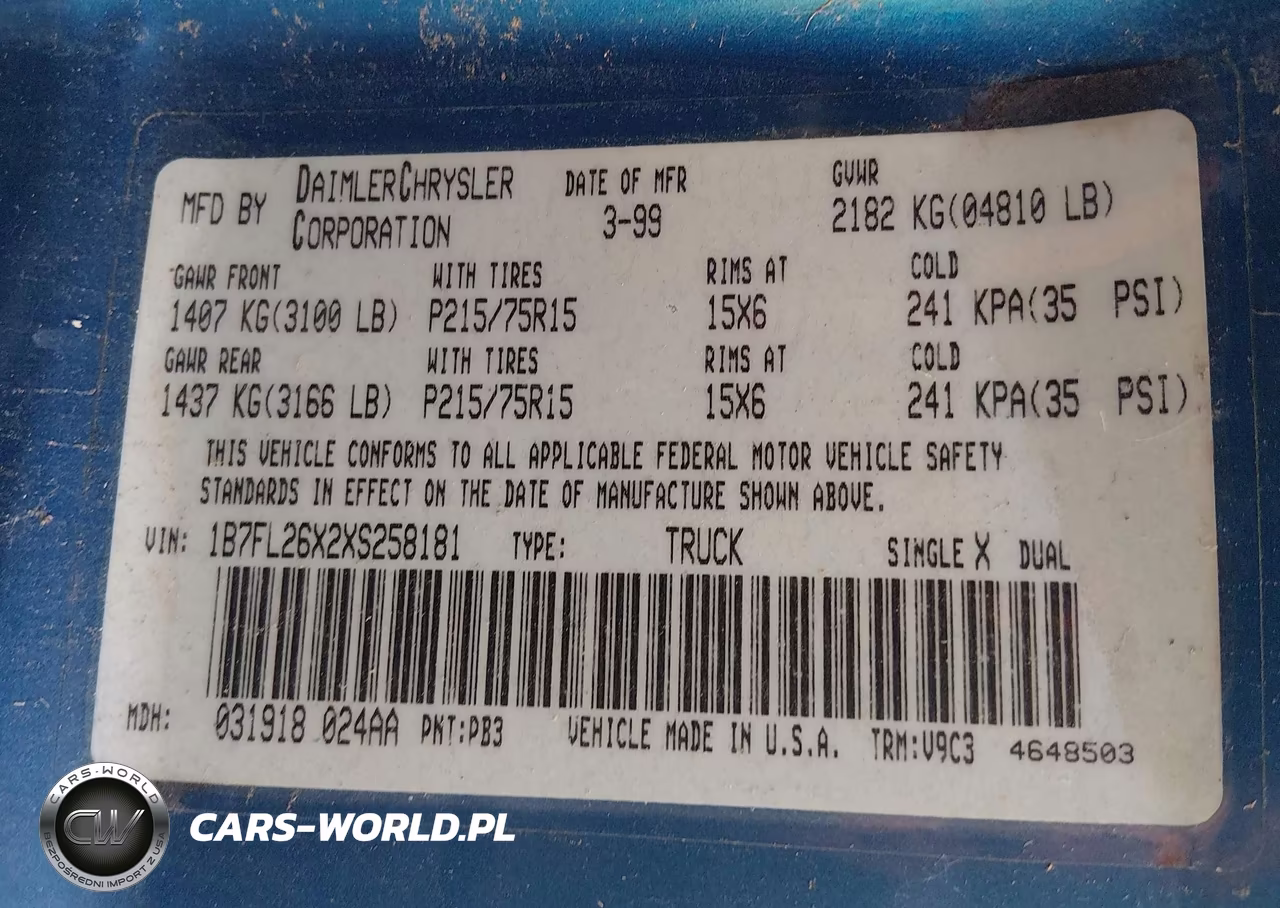 1999 Dodge Dakota Slt-Sport VIN:1B7FL26X2XS258181 - 9
