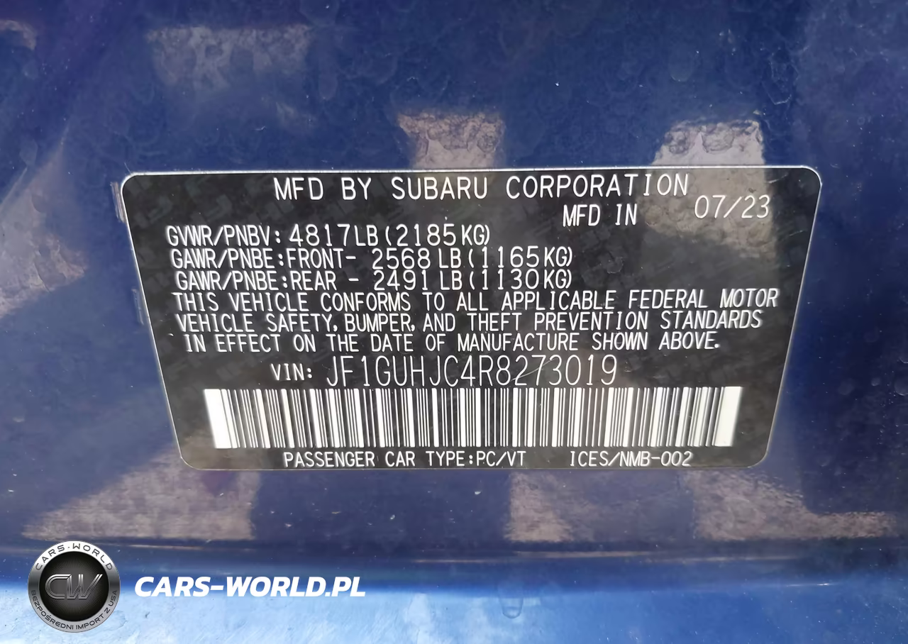 2024 Subaru Impreza Rs 5-Door VIN:JF1GUHJC4R8273019 - 9