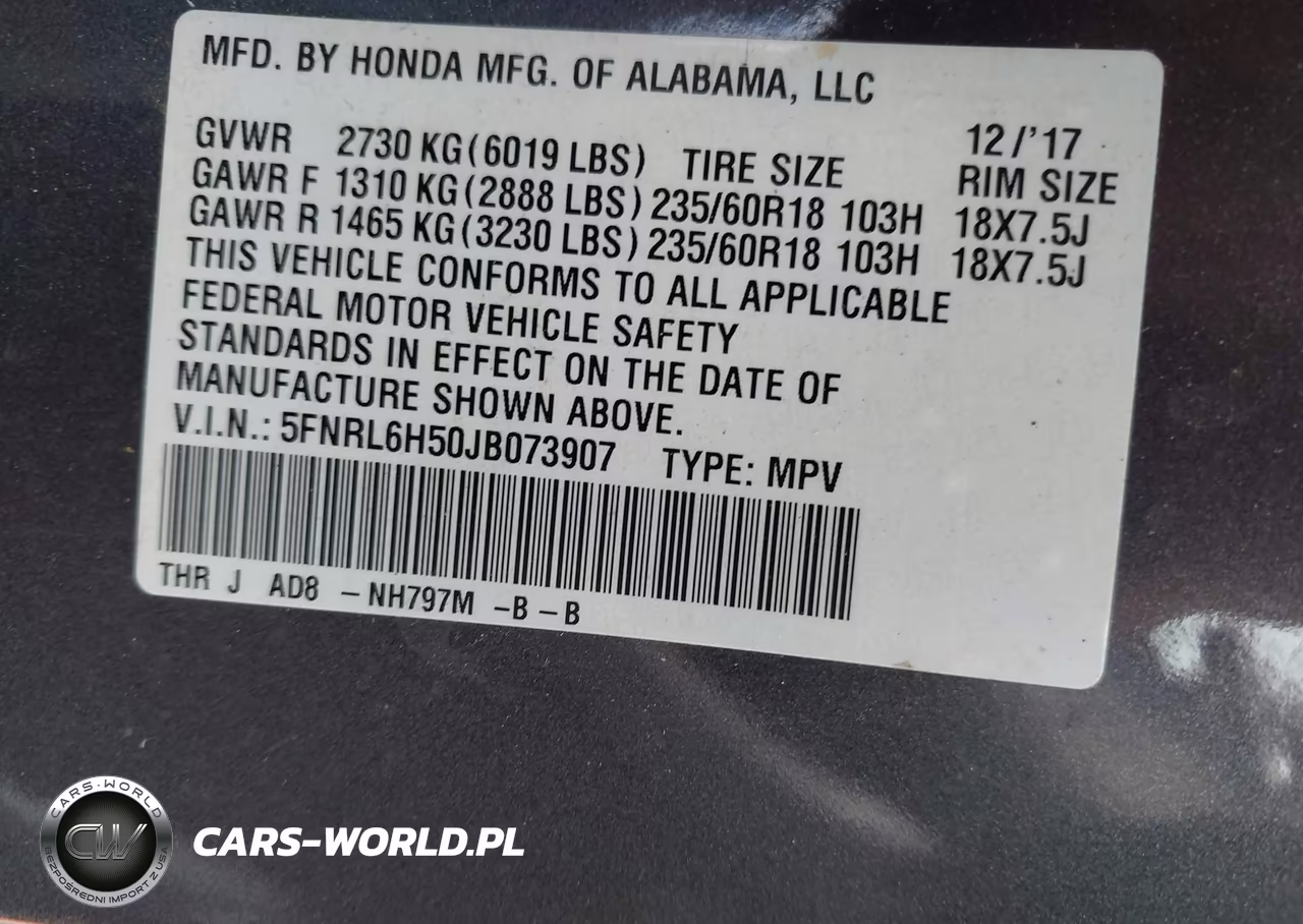 2018 Honda Odyssey Ex VIN:5FNRL6H50JB073907 - 9