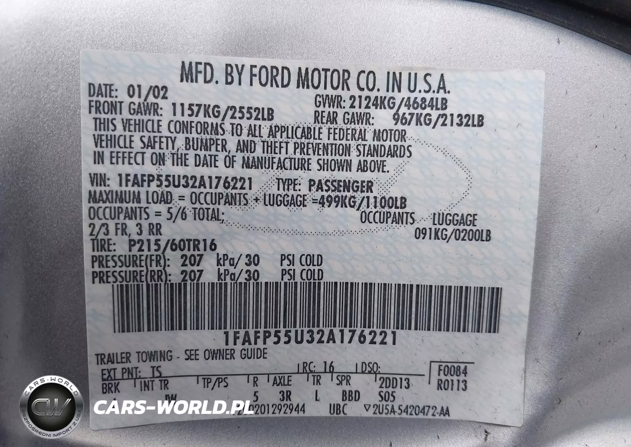 2002 Ford Taurus Ses VIN:1FAFP55U32A176221 - 9