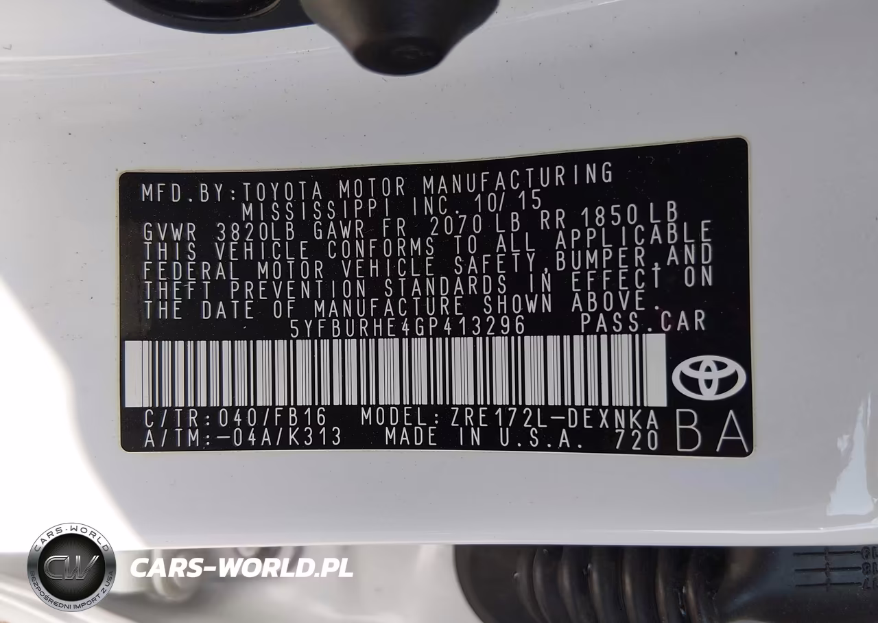 2016 Toyota Corolla Le VIN:5YFBURHE4GP413296 - 9