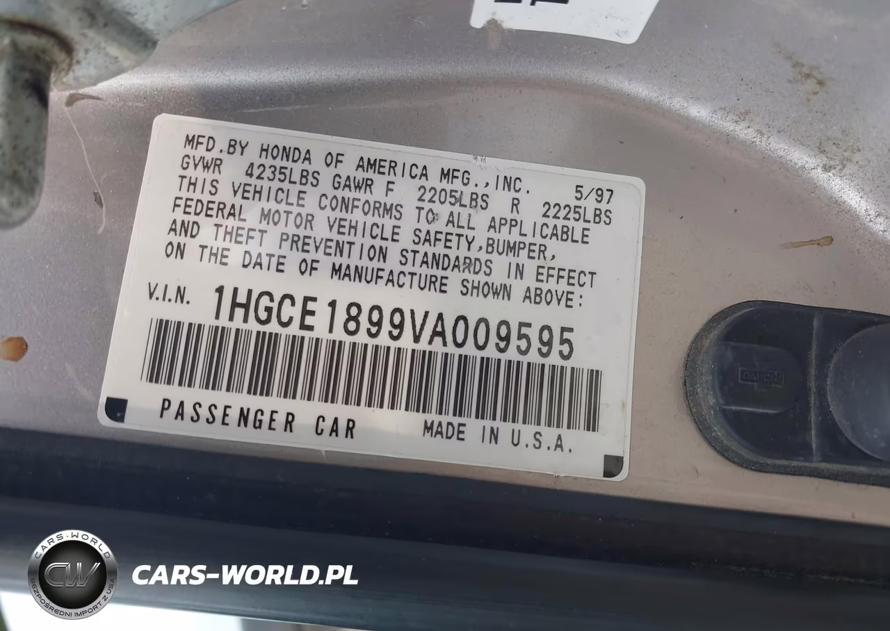 1997 Honda Accord Ex VIN:1HGCE1899VA009595 - 9