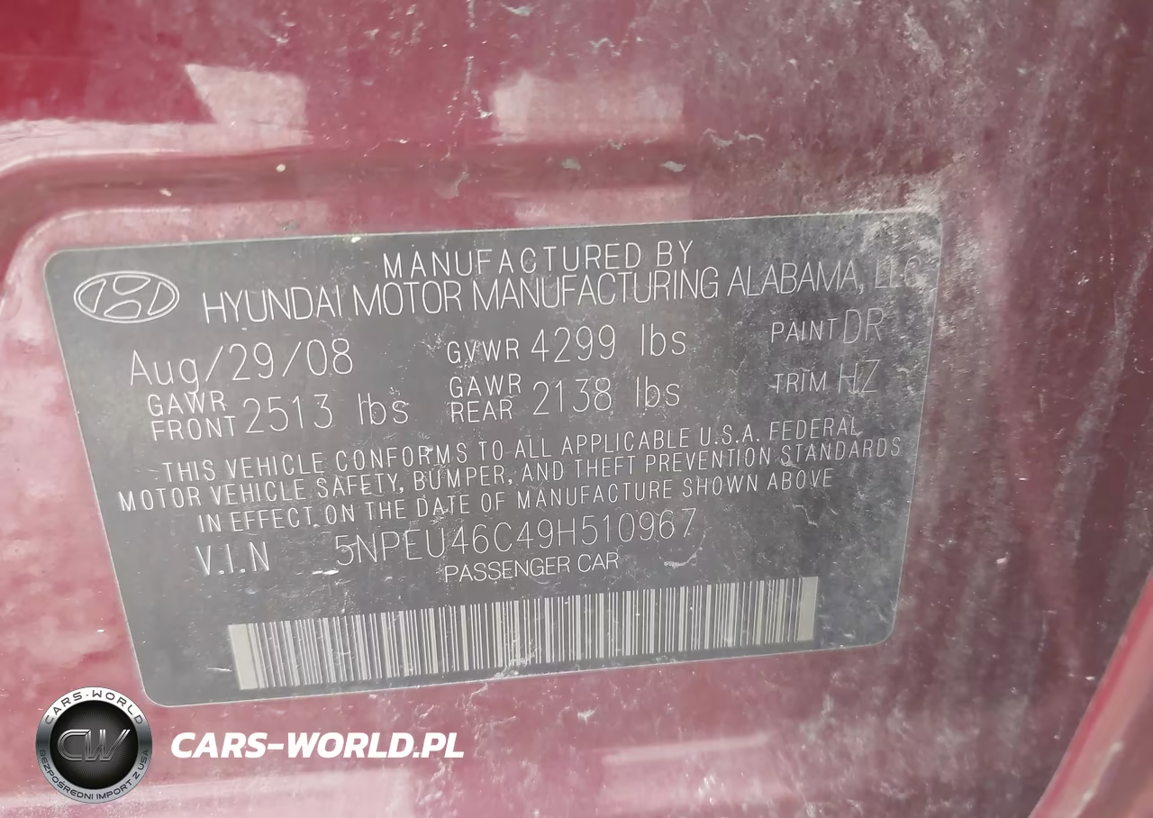 2009 Hyundai Sonata Se VIN:5NPEU46C49H510967 - 9