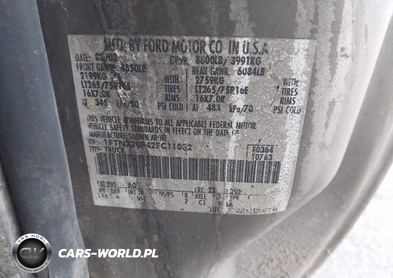 2002 Ford F-250 Lariat-Xl-Xlt VIN:1FTNX20F42EC11032 - 9