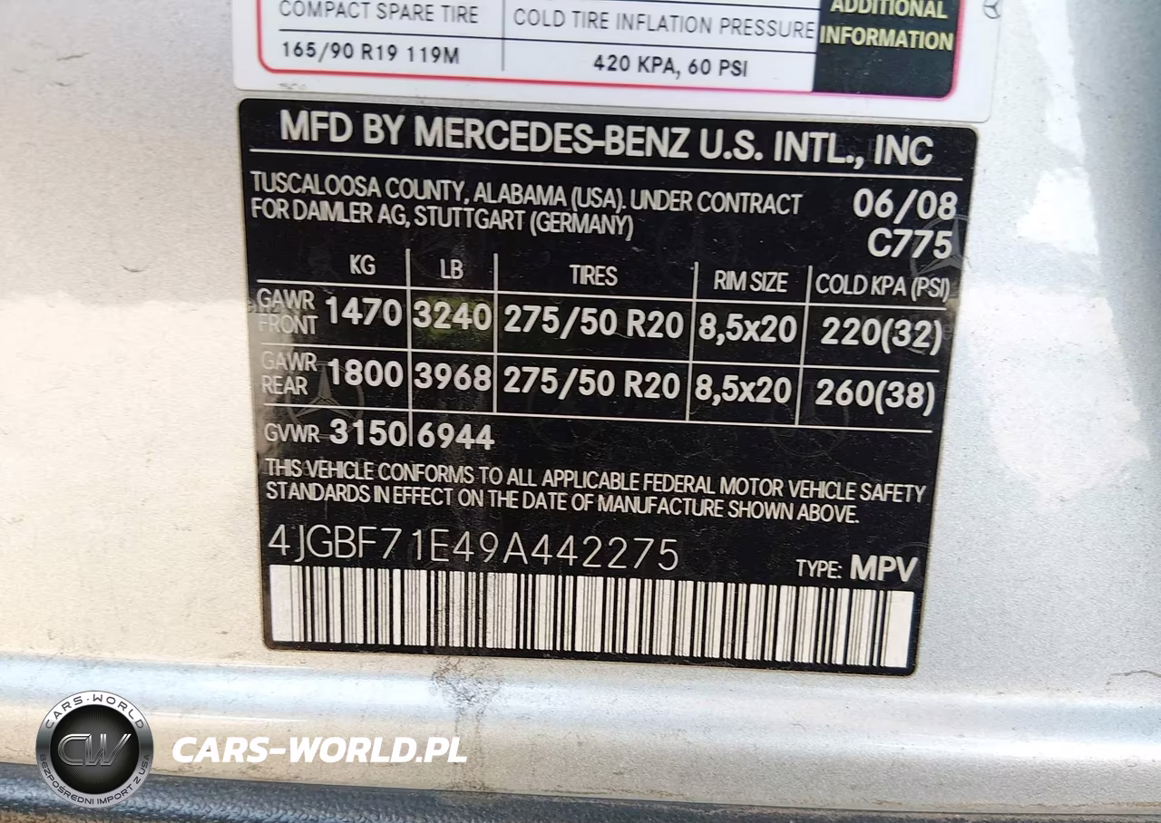 2009 Mercedes-Benz Gl 450 4Matic VIN:4JGBF71E49A442275 - 9