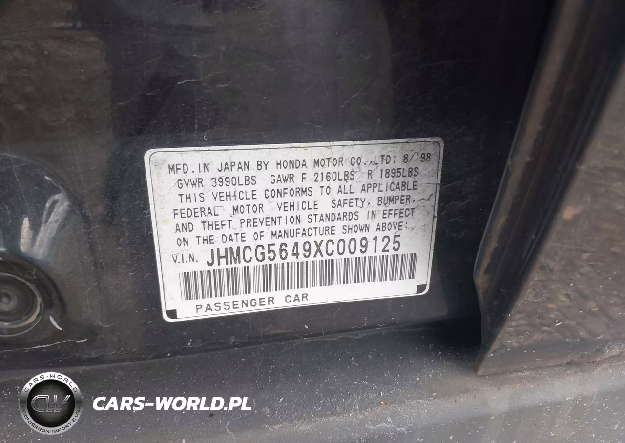 1999 Honda Accord Lx VIN:JHMCG5649XC009125 - 9