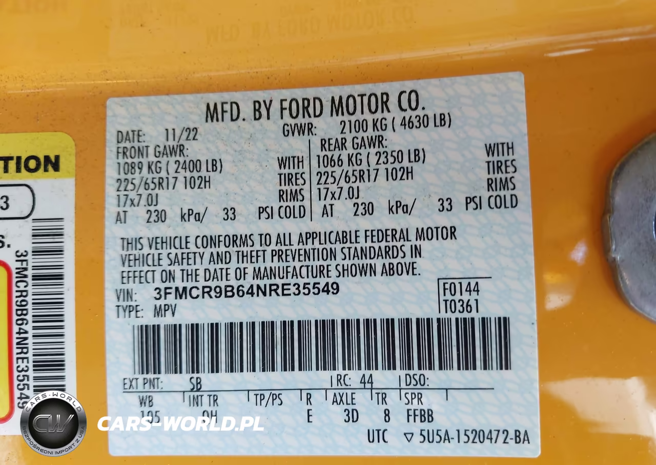 2022 Ford Bronco Sport Big Bend VIN:3FMCR9B64NRE35549 - 9