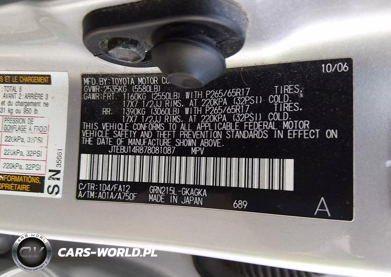 2007 Toyota 4Runner Sr5 VIN:JTEBU14R878081087 - 9