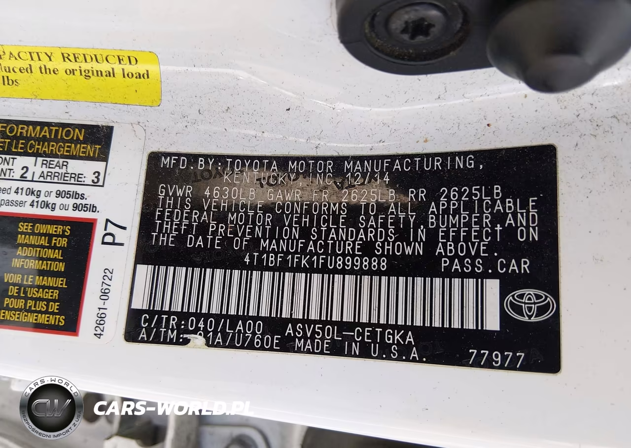 2015 Toyota Camry Xle VIN:4T1BF1FK1FU899888 - 9