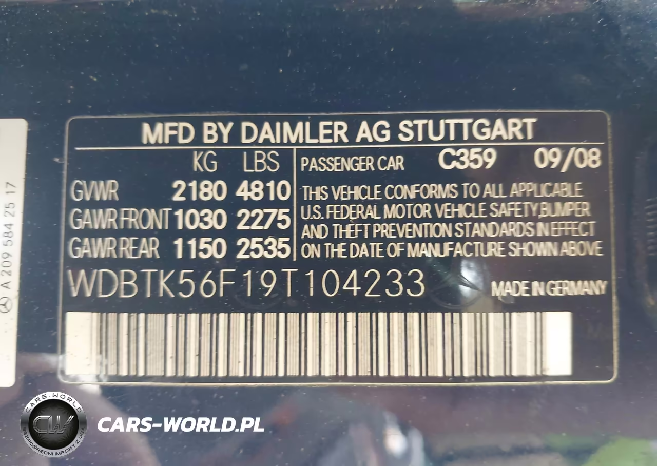 2009 Mercedes-Benz Clk 350 VIN:WDBTK56F19T104233 - 9
