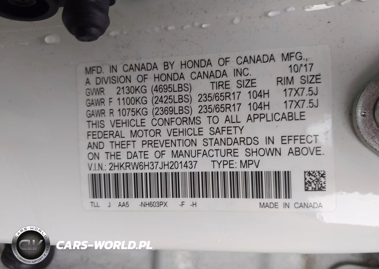 2018 Honda Cr-V Lx VIN:2HKRW6H37JH201437 - 9