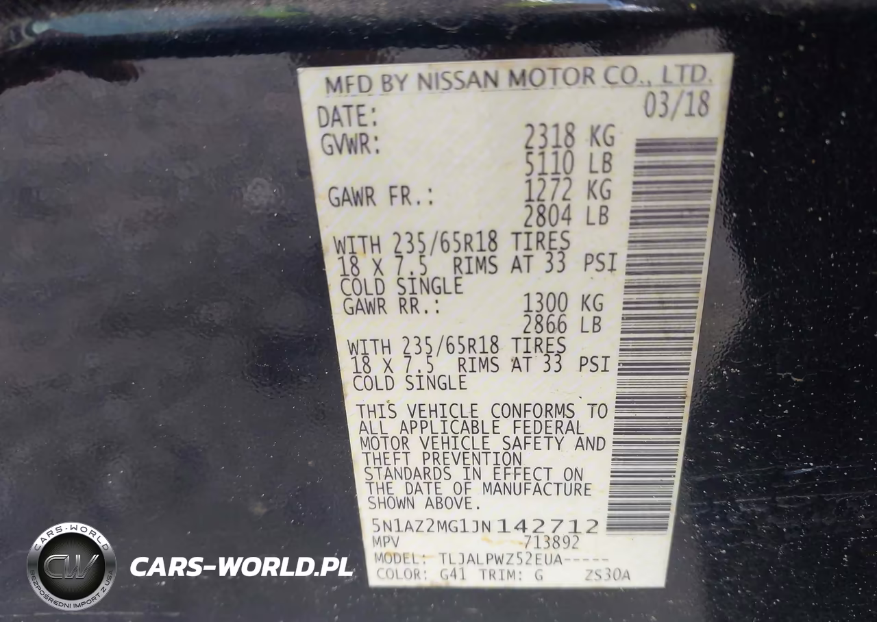 2018 Nissan Murano S VIN:5N1AZ2MG1JN142712 - 9