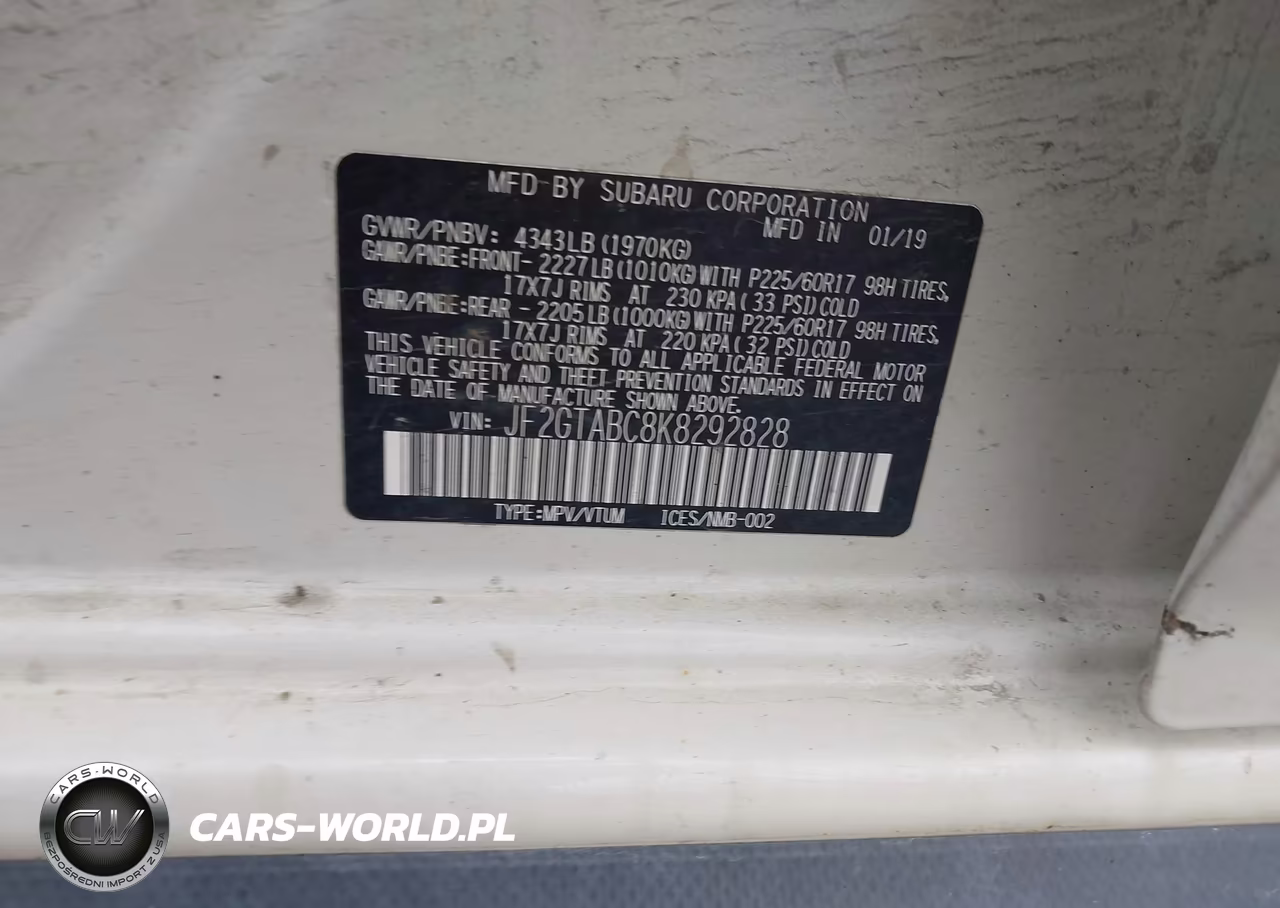 2019 Subaru Crosstrek 2.0I VIN:JF2GTABC8K8292828 - 9
