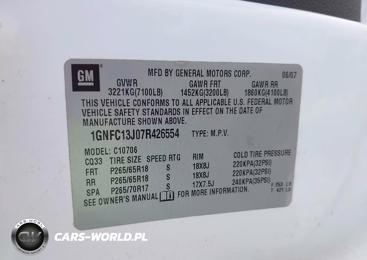 2007 Chevrolet Tahoe Lt VIN:1GNFC13J07R426554 - 9
