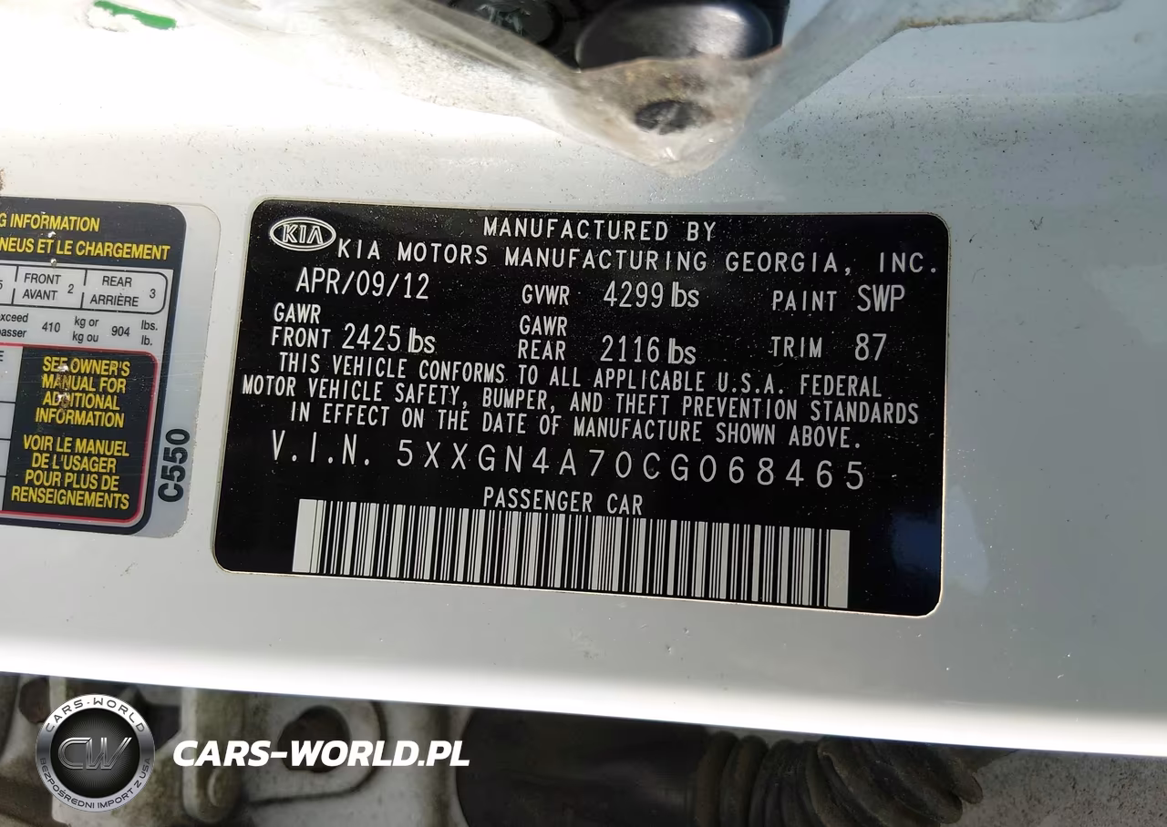 2012 Kia Optima Ex VIN:5XXGN4A70CG068465 - 9